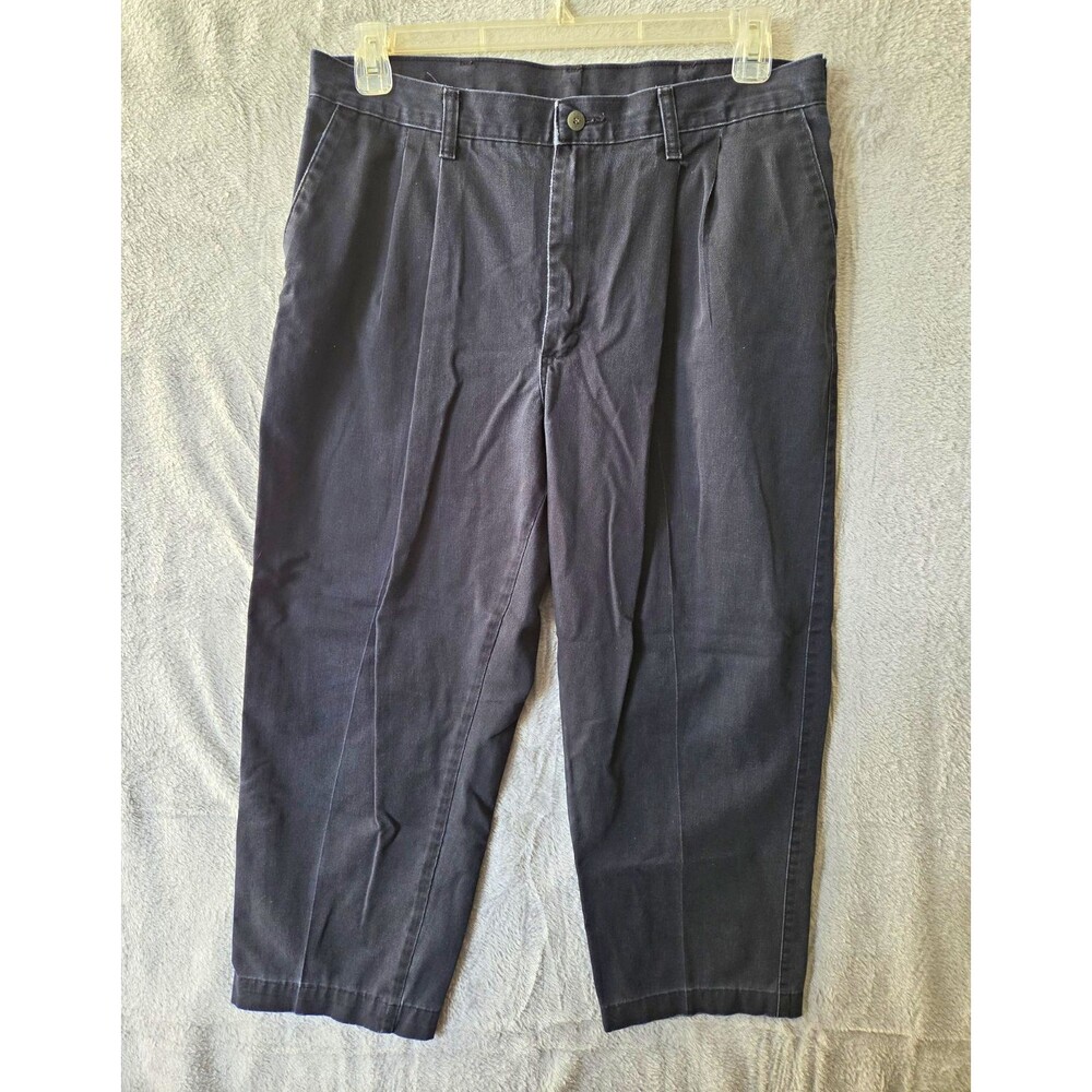 Lee Men's Performance Khakis 34x25 Gray Flat Front Straight Twill Cotton Pants